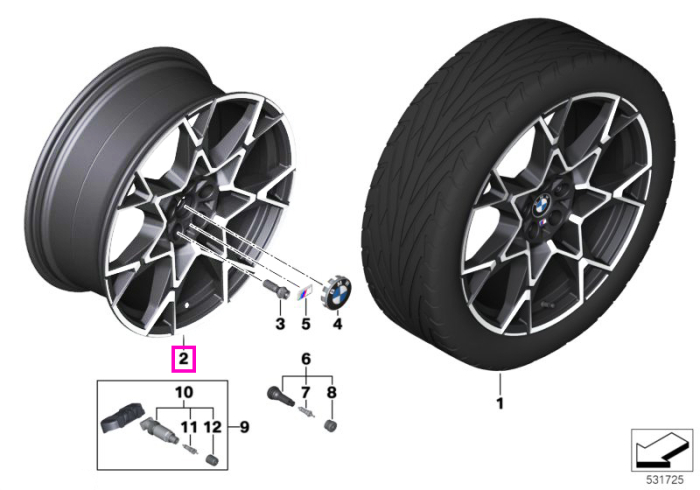 Janta din aliaj usor - M Performance Y-Spoke 943M - Frozen Midnight - 9,5Jx21 ET:47 - BMW Seria 5 G60 G61 - Punte Spate