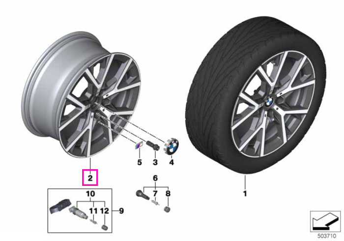 Janta aliaj usor - M Performance Y-Spoke 553M - Bicolor (Refined Silver/Bright Turned) - 8Jx18 ET:54 - BMW Seria 1 F40, Seria 2 F44