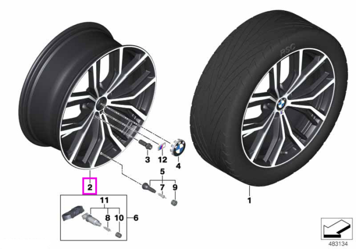 Janta aliaj usor - M Performance Y-Spoke 701M - Bicolor Negru/Argintiu (Black Matt/Bright Polished) - 9,5Jx21 ET:43 - BMW X3 G01, X4 G02