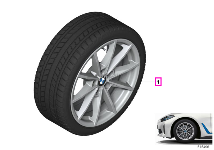 Roată completă de iarnă - V-Spoke 851 cu anvelopa Goodyear Ultra Grip Performance + - 225/55R17 101H XL - BMW Seria 4/i4 G26