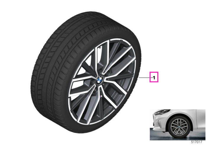 Roată completă de iarnă - M Double Spoke 838M (bright turned) cu anvelopa Goodyear Ultra Grip Performance + - 225/50R18 99V XL - Mini Cooper U06