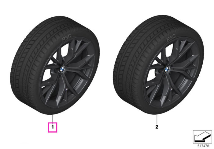 Roată completă de iarnă - M Y-Spoke 845M cu anvelopa Pirelli P-Zero Winter r-f - 245/40R19 98V XL - BMW Seria 5 G30/G31 - punte față
