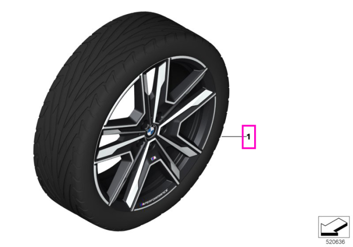 Set roți complete de vară - M Performance Double Spoke 877M (bright milled, bright turned, flow forming) cu anvelopa Pirelli P-Zero - 245/35R21 96Y XL - Mini Aceman U10/U11