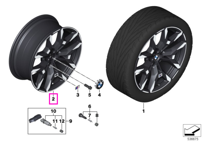 Janta aliaj usor - M Performance Double Spoke 995M - Bicolor Negru/Argintiu (Jet Black Uni/Bright Turned) - 8,5 Jx19H2 ET40 - BMW Seria 2 G42, Seria 3 G20 G21, Seria 4 G22 G23 - punte spate	
