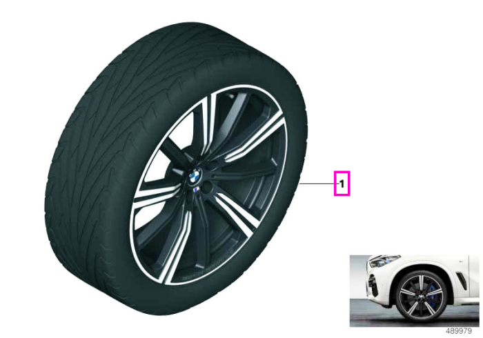 Set roți complete de vară - M Performance Star Spoke 749M cu anvelopa Continental Premium Contact 6 - 275/35R22 104Y XL FA / 315/30R22 107Y XL RA - BMW X5/X6 G05/G06/G18 LCI