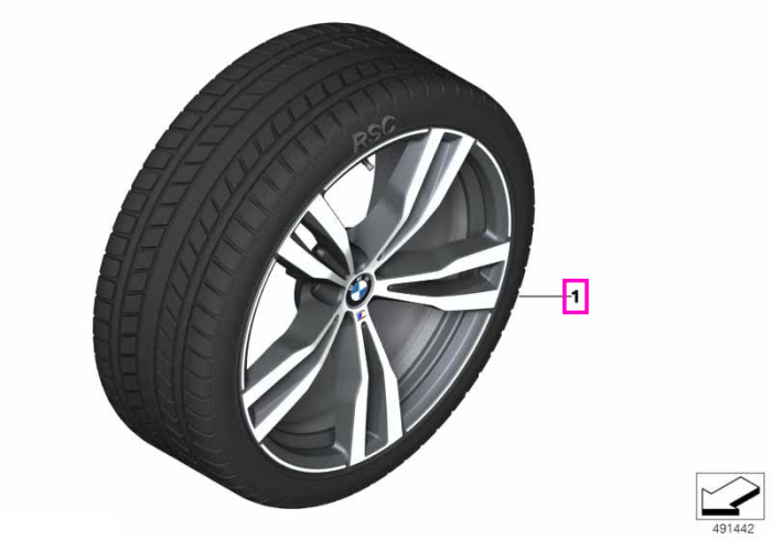 Roată completă de iarnă - M Double Spoke 754M (bright turned) cu anvelopa Pirelli Scorpion Winter r-f - 285/45R21 113H XL - BMW X7 G07 LCI