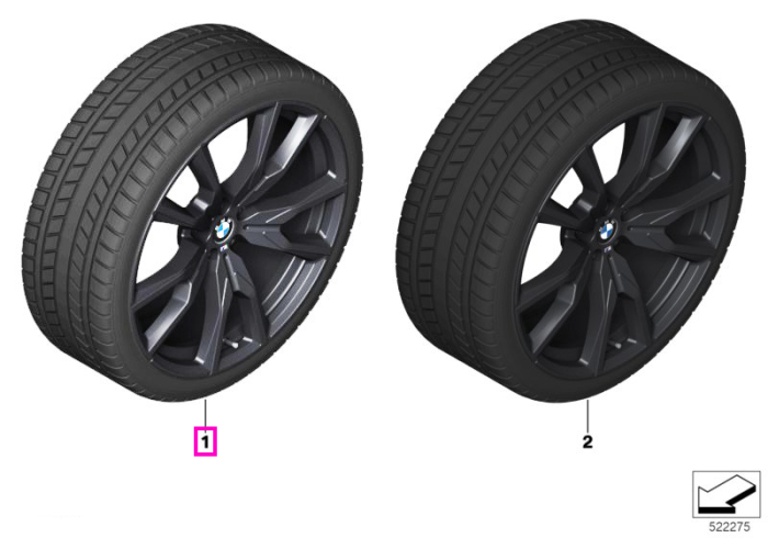 Roată completă de iarnă - M V-Spoke 755M cu anvelopa Pirelli Scorpion Winter - 275/40R22 107H XL - BMW X7 G07 LCI - punte față