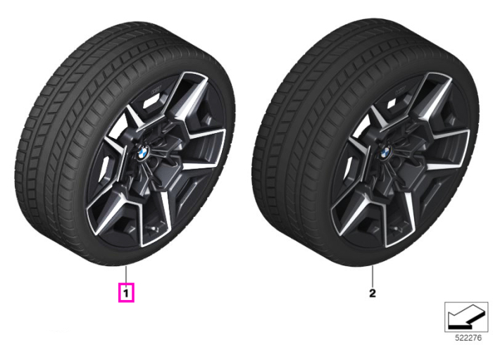 Roată completă de iarnă - M Double Spoke 922M (flow forming, milled) cu anvelopa Pirelli Scorpion Winter - 275/40R22 107H XL - BMW XM G09 - punte față