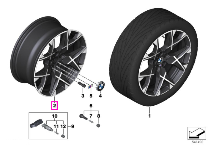  Janta aliaj usor - M Performance Y-Spoke 1025M - Bicolor Gri/Argintiu (Midnight Grey/Bright Turned) - 8,5Jx19 H2 ET26 - BMW X3 G45, X3L G48
