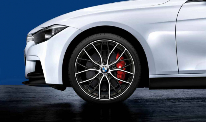 Set roti complete de vara - BMW M Performance Double Spoke cu anvelopa Pirelli P-Zero r-f* (BMW) 225/35R20 90Y XL si 255/30R20 92Y XL TPMS / RDCi pentru F30, F31, F32, F33, F36