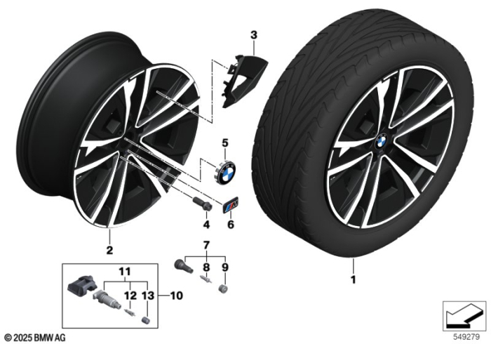 Janta din aliaj usor - M Performance Aerodynamic Wheel 1047M - Bicolor Negru (Jet Black Uni/Bright Turned) - 8,5Jx20 H2 ET24 - BMW iX3 NA5