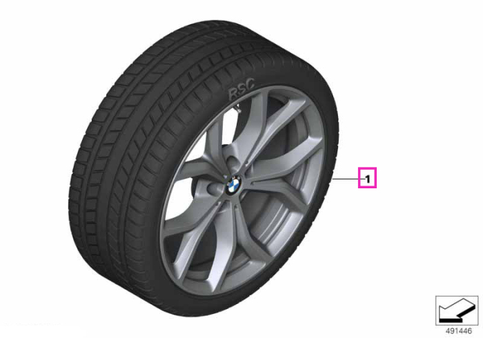 Roată completă de iarnă - V-Spoke 735 cu anvelopa Continental Winter Contact TS860S SSR - 265/50R19 110H XL - BMW X5 G05 LCI
