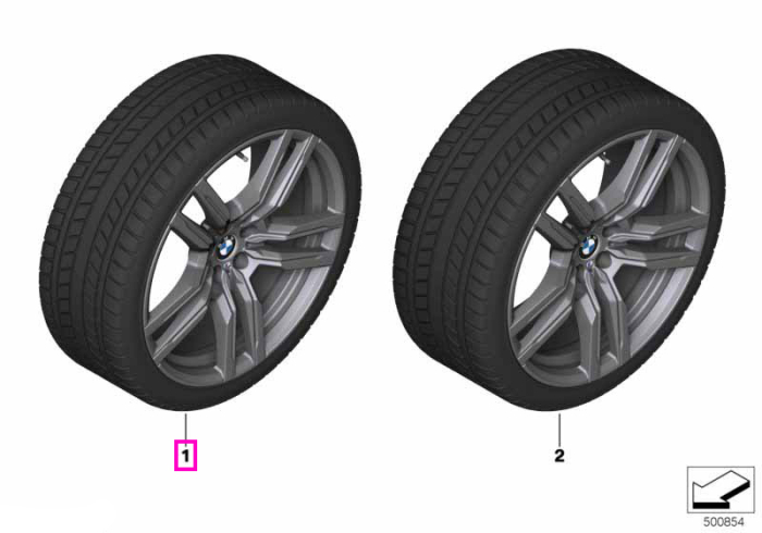 Roată completă de iarnă - M Double Spoke 808M cu anvelopa Michelin Pilot Alpin 5 SUV - 295/35R21 107V XL - BMW X5M/X6M F95/F96 LCI - punte față