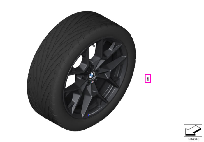 Set roți complete de vară - M Performance Y-Spoke 942M cu anvelopa Pirelli P-Zero - 245/45R19 102Y XL FA / 275/40R19 105Y XL RA - BMW Seria 5 G60/G61