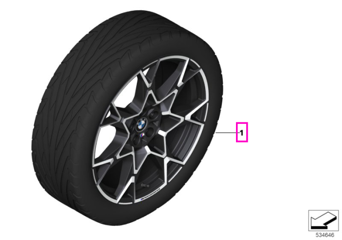 Set roți complete de vară - M Performance Cross Spoke 943M (bright milled, bright turned) cu anvelopa Pirelli P-Zero - 245/35R21 96Y XL FA / 275/30R21 98Y XL RA - BMW Seria 5 G60/G61