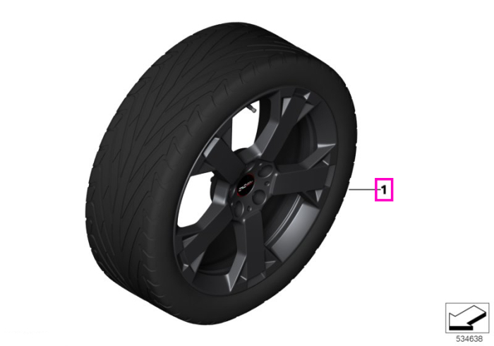 Set roți complete de vară - JCW Runway Spoke 948 cu anvelopa Pirelli P-Zero - 245/45R19 102Y XL - Mini Countryman U25