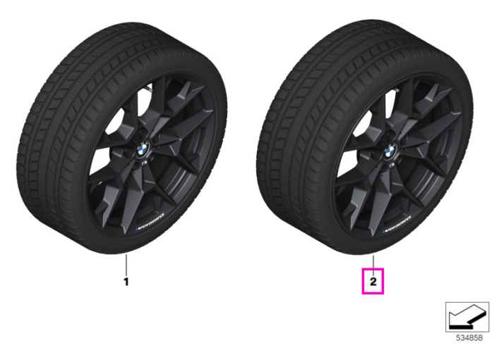 Roată completă de iarnă - M Performance Y-Spoke 942M cu anvelopa Pirelli P-Zero Winter - 275/40R19 105H XL - BMW i5 G61 BEV - punte spate