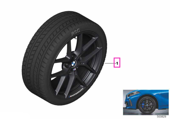 Roată completă de iarnă - M Performance Y-Spoke 554M (forged) cu anvelopa Continental Winter Contact TS860S SSR - 225/40R18 92V XL - BMW Seria 1/2 F40/F44 - Jante forjate