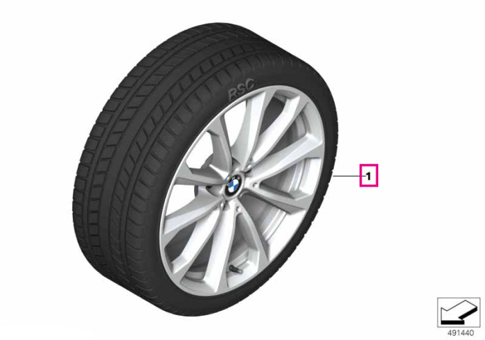 Roată completă de iarnă - V-Spoke 750 cu anvelopa Continental Winter Contact TS860S SSR - 255/55R20 110H XL - BMW X7 G07 LCI