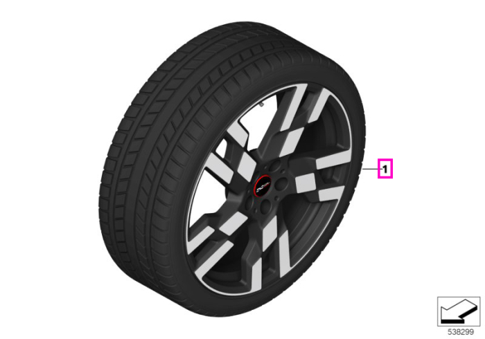 Roată completă de iarnă - JCW Flag Spoke 949 (bright turned, lightweight performance casting) cu anvelopa Pirelli P-Zero Winter - 245/40R20 99V XL - Mini Countryman U25