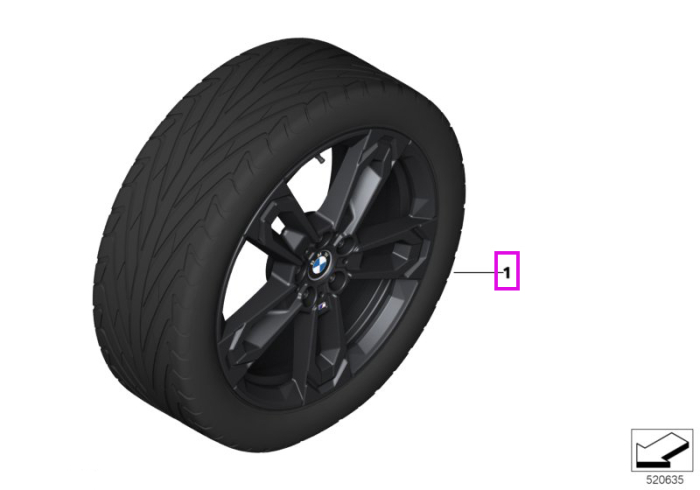 Set roți complete de vară - M Double Spoke 871M cu anvelopa Pirelli P-Zero - 245/45R19 102Y XL - Mini Aceman U10/U11