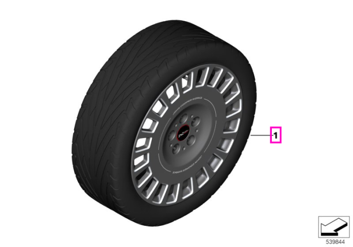 Set roți complete de vară - JCW Rallye Spoke 964 (bright milled, flow forming) cu anvelopa Pirelli Cinturato P7 - 215/40R18 89Y XL - Mini F65/F66/F67