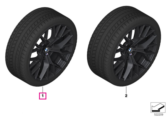 Roată completă de iarnă - M Performance Y-Spoke 911M cu anvelopa Pirelli P-Zero Winter - 255/45R20 105V XL - BMW X4 G70 - punte față