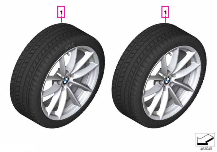 Roată completă de iarnă - V-Spoke 618 cu anvelopa Hankook Winter i* (BMW) evo2 SUV - 225/60R18 104H XL - BMW X3/X4 G01/G02