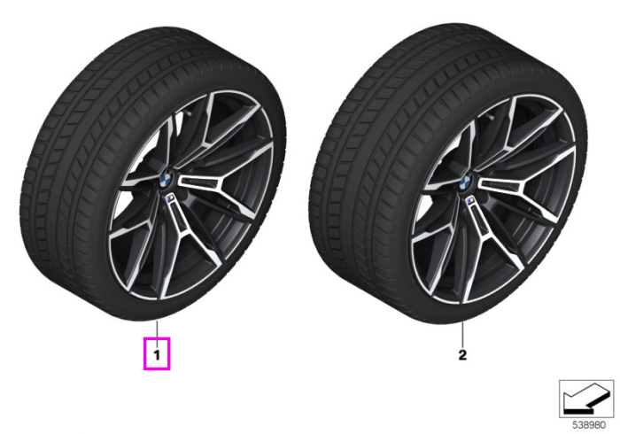Roată completă de iarnă - M Double Spoke 930M (bright turned) cu anvelopa Michelin Pilot Alpin 5 - 275/35R19 100V XL - BMW M3/M4/M2 G80/G81/G82/G83/G87 - punte față