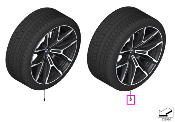 Roată completă de iarnă - M Double Spoke 930M (bright turned) cu anvelopa Michelin Pilot Alpin 5 - 285/30R20 99V XL - BMW M3/M4/M2 G80/G81/G82/G83/G87 - punte spate