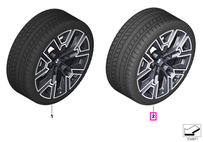 Roată completă de iarnă - M Aerodynamic wheel 939M (bright turned) cu anvelopa Pirelli P-Zero Winter - 275/35R20 102V XL - BMW Seria 5 G60/G61 - punte spate
