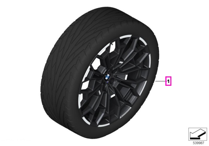 Set roți complete de vară - M Performance Y-Spoke 1134M (bright turned, flow forming) cu anvelopa Goodyear Eagle F1 Supersport - HL 255/35R22 102Y XL HL 285/30R22 104Y XL - BMW X3/X4 G45/G46