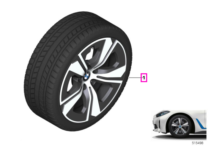 Roată completă de iarnă - Aerodynamic wheel 852 (bright turned) cu anvelopa Continental Winter Contact TS860S - 225/55R17 101H XL - BMW Seria 4/i4 G26