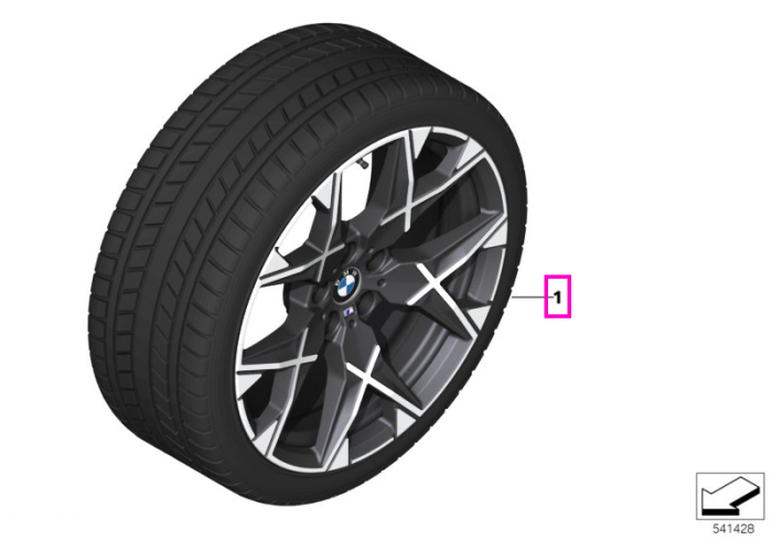 Roată completă de iarnă - M Y-Spoke 1035M (bright turned) cu anvelopa Pirelli P-Zero Winter - 245/50R19 105H XL - BMW X3 G45
