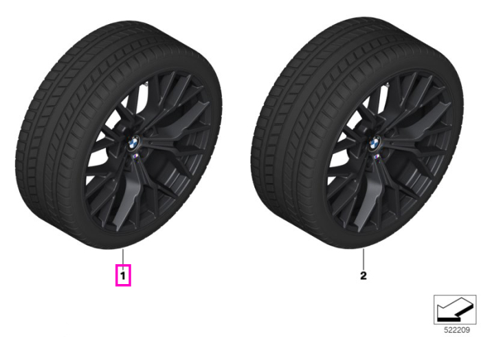 Roată completă de iarnă - M Performance Y-Spoke 911M cu anvelopa Goodyear Ultra Grip Performance 3 - 255/45R20 105V XL - BMW X3/X4 G45/G46 LCI - punte față