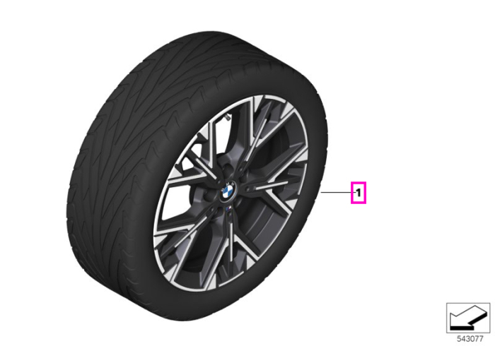 Set roți complete de vară - M Y-Spoke 975M (bright turned) cu anvelopa Goodyear Eagle F1 Asymmetric 6 - 225/45R18 95Y XL - BMW Seria 1 F70/Seria 2 Gran Coupé F74