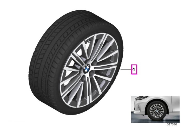 Roată completă de iarnă - V-Spoke 833 (bright turned) cu anvelopa Hankook Winter i* (BMW) evo2 - 205/60R17 97H XL - Mini Cooper U06