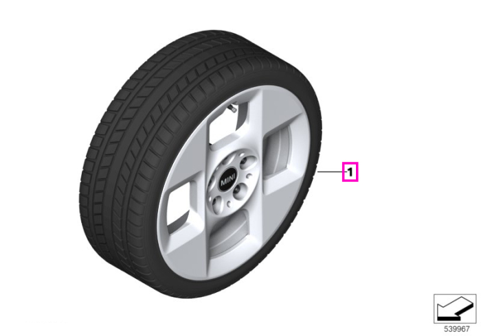 Roată completă de iarnă - 4 Square Spoke 955 cu anvelopa Bridgestone BLIZZAK LM005 - 195/55R16 91H XL - Mini F65/F66/F67