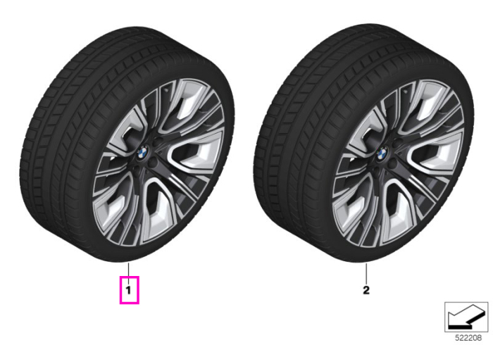 Roată completă de iarnă - Aerodynamic wheel 906 (bright turned) cu anvelopa Pirelli P-Zero Winter 2 - 255/45R20 105V XL - BMW X3/X4 G45/G46 - punte față