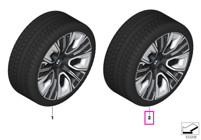 Roată completă de iarnă - Aerodynamic wheel 906 (bright turned) cu anvelopa Pirelli P-Zero Winter 2 - 285/40R20 108V XL - BMW X3/X4 G45/G46 - punte spate