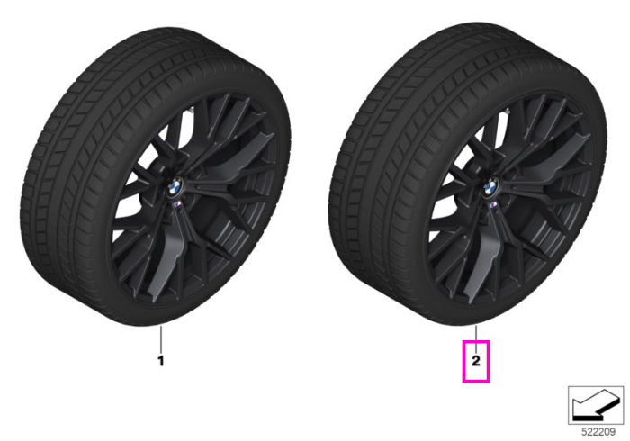 Roată completă de iarnă - M Performance Y-Spoke 911M cu anvelopa Pirelli P-Zero Winter 2 - 285/40R20 108V XL - BMW X3/X4 G45/G46 - punte spate