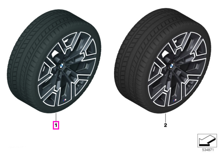 Roată completă de iarnă - M Aerodynamic wheel 939M (bright turned) cu anvelopa Continental Winter Contact TS860S - 245/40R20 99H XL - BMW Seria 5 G60/G61 - punte față