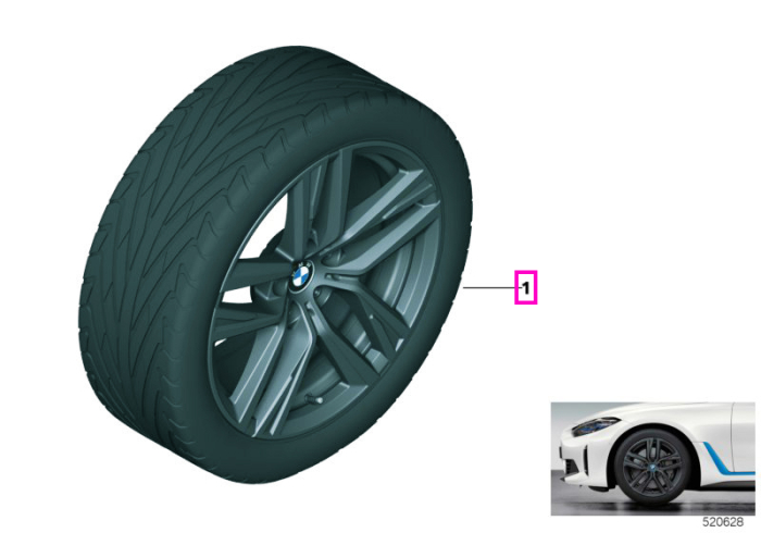 Set roți complete de vară - Double Spoke 853 cu anvelopa Hankook Ventus S1 evo3 - 245/45R18 100Y XL - BMW Seria 4 Gran Coupe G26