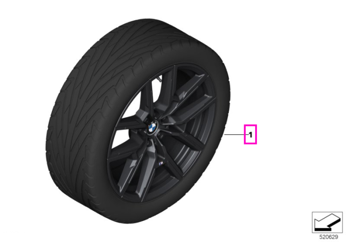 Set roți complete de vară - M Y-Spoke 859M cu anvelopa Hankook Ventus S1 evo3 - 245/40R19 98Y XL FA / 255/40R19 100Y XL RA - BMW i4/Seria 4 G26