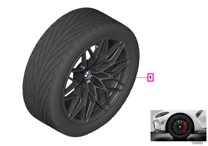 Set roți complete de vară - M Performance Cross Spoke 1000M (forged) cu anvelopa Michelin Pilot Sport 4S - 285/30ZR20 99Y XL 295/25ZR21 96Y XL - BMW M3/M4/M2 G80/G81/G82/G83/G87 - Jante forjate