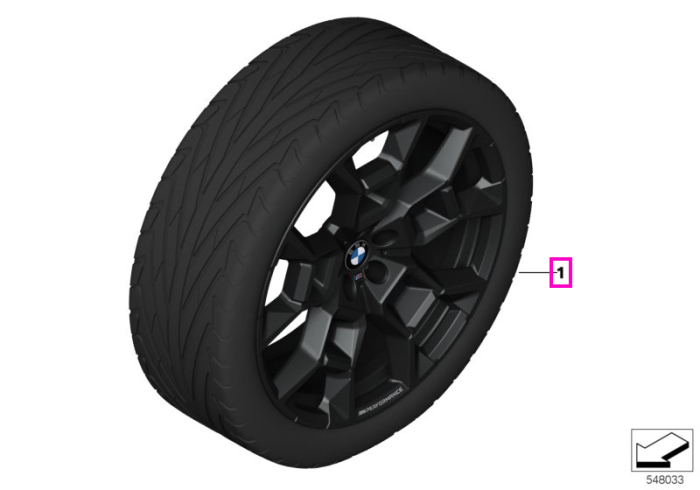 Set roți complete de vară - M Performance Y-Spoke 1054M cu anvelopa Pirelli P ZERO E - 255/35R22 99Y XL FA / 275/35R22 104Y XL RA - BMW iX3 NA5