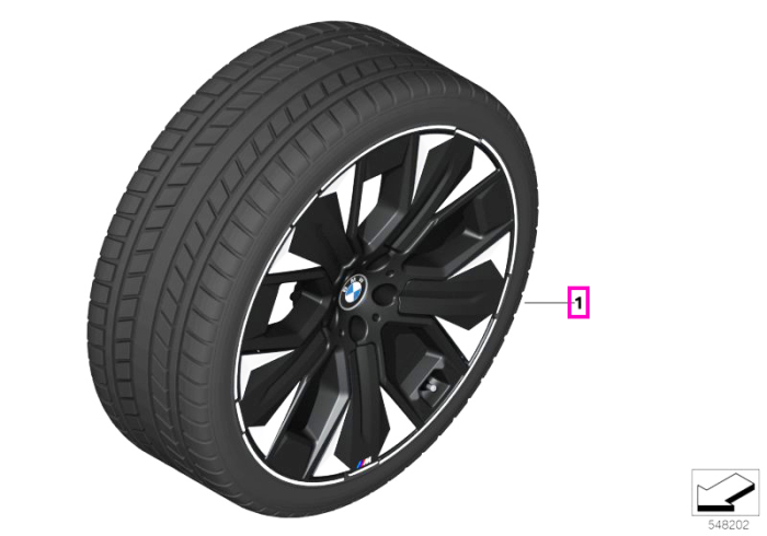 Roată completă de iarnă - M Aerodynamic wheel 1024M (bright turned, flow forming) cu anvelopa Goodyear Ultra Grip Performance + - 255/50R21 109H XL - BMW iX I20