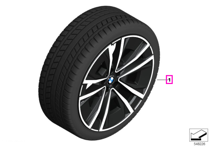 Roată completă de iarnă - M Aerodynamic wheel 1047M (bright turned) cu anvelopa Goodyear Ultra Grip Performance 3 - 255/45R20 105H XL - BMW iX3 NA5