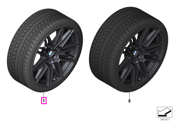 Roată completă de iarnă - M Double Spoke 951M cu anvelopa Pirelli P-Zero Winter 2 - HL 275/40R20 109V XL - BMW M5 G90/G99 - punte față