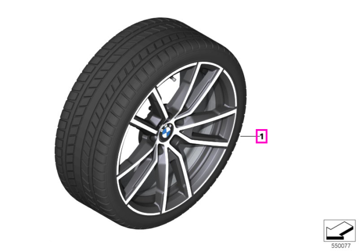 Roată completă de iarnă - V-Spoke 780 (bright turned) cu anvelopa Pirelli Winter Sottozero 3 r-f - 225/45R18 95H XL - BMW Seria 3/4 G20/G21/G22/G23/G42
